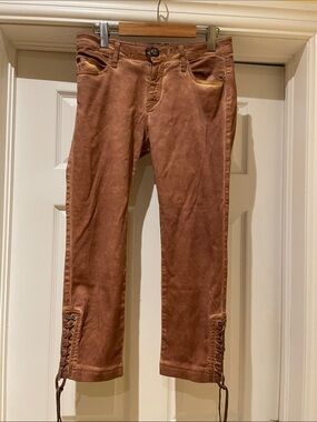 Plein Sud Jeanius Low Rise Lace-Up Capri Pants Y2K Boho
